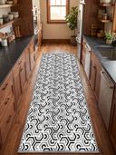 Interlocking Black and White Geometric Rug