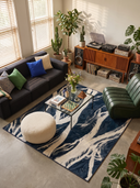Flow Navy Modern Rug