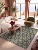 Honeycomb Green Geometric Rug