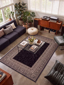 Mystic Meander Black Classic Bordered Rug