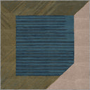 Gilded Green Geometric Bordered Rug