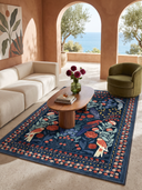 Confidant Garden Navy Animal Print Rug