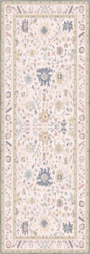 Stylized Palmette Cream Classic Bordered Rug