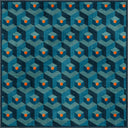 Honeycomb Blue Geometric Rug
