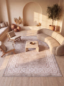Ruby Passion Medallion Beige Classic Bordered Rug