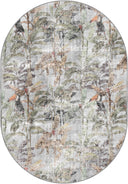 Tropical Garden Gray Animal Print Rug