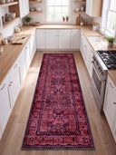 Ruby Passion Embroidery Dusty Rose Classic Bordered Rug