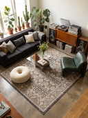Classic Persian Brown Bordered Rug