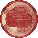 Ocak Terracotta Geometric Bordered Rug