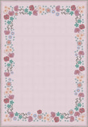 Stroll in the Meadow Bordered Pink Kids Room Rug