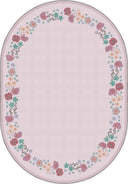 Stroll in the Meadow Bordered Pink Kids Room Rug