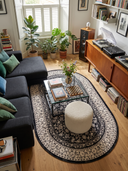 Hatai Black Classic Bordered Rug