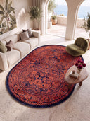 Ruby Passion Embroidery Red Classic Bordered Rug