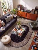 Mystic Meander Black Classic Bordered Rug