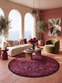 Ruby Passion Embroidery Dusty Rose Classic Bordered Rug