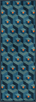 Honeycomb Blue Geometric Rug