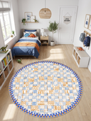 Mosaic Blue Kids Room Rug