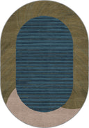 Gilded Green Geometric Bordered Rug