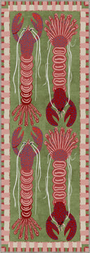 Red Lobsters Animal Print Rug