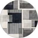 Comb Black and White Geometric Rug