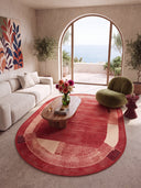 Ocak Terracotta Geometric Bordered Rug