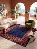 Ruby Passion Navy Classic Bordered Rug