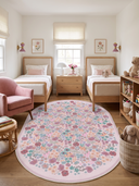 Stroll in the Meadow Pink Kids Room Rug