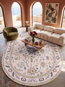 Stylized Palmette Cream Classic Bordered Rug