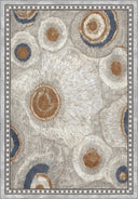 Ringed Agate Gray Modern Bordered Rug